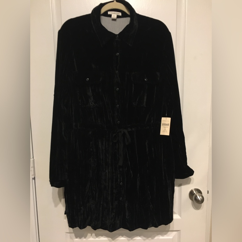 Coldwater Creek Crinkled Black Velvet Tunic, Sz 2X (Womens 20/22)